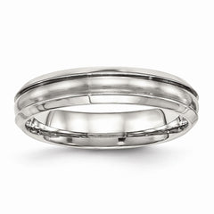 Stainless Steel Brushed and Polished Ridged 5.00mm Band