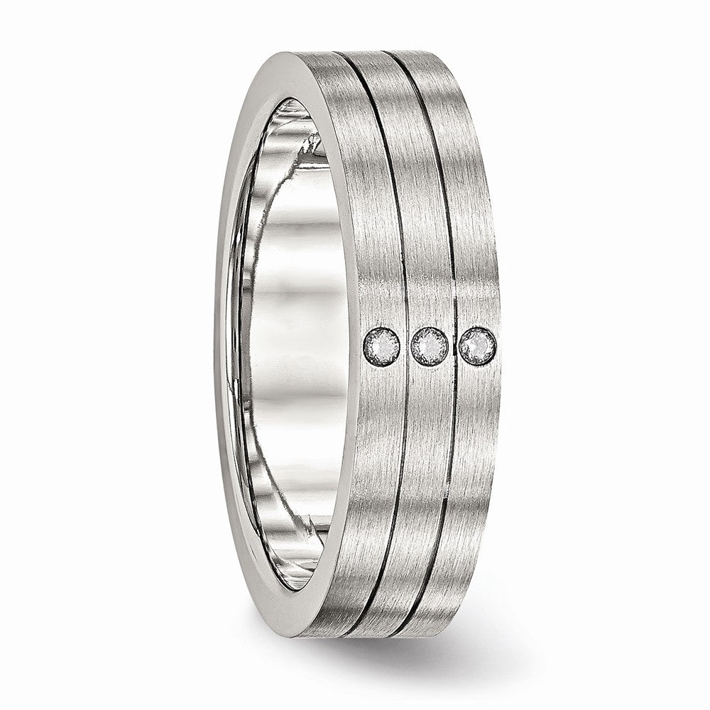 Sophia Jewelers Stainless Steel Wedding Band with Brushed Finish and CZ Elegance