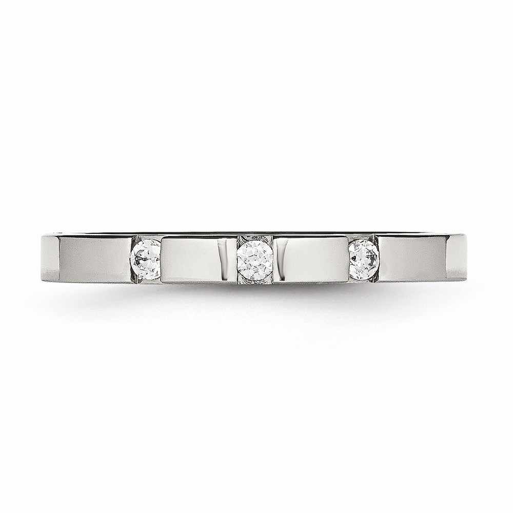 Stainless Steel Polished 3 Stone CZ 2.50mm Band