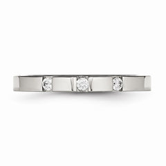 Stainless Steel Polished 3 Stone CZ 2.50mm Band