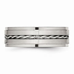 Sophia Jewelers Stainless Steel 7mm Twisted Wedding Band