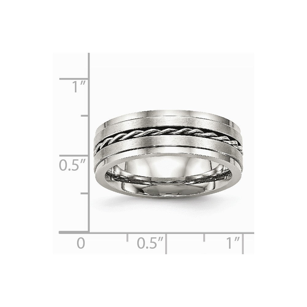 Stainless Steel Brushed and Polished Twisted 7.00mm Band