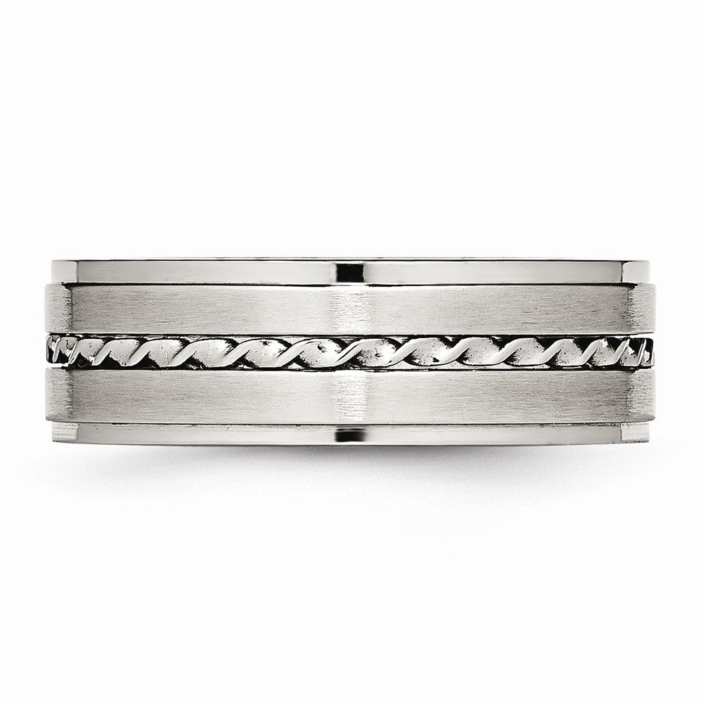 Sophia Jewelers Polished & Brushed Stainless Steel Twisted Wedding Band