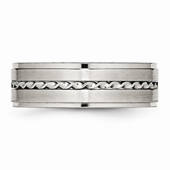 Sophia Jewelers Polished & Brushed Stainless Steel Twisted Wedding Band