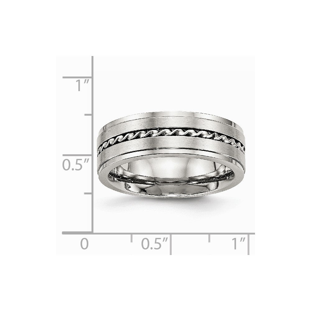 Stainless Steel Brushed and Polished Twisted 7.00mm Band