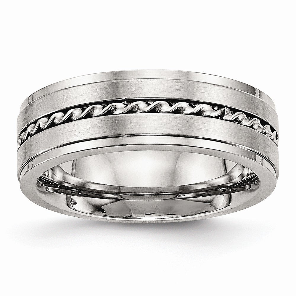 Sophia Jewelers Polished & Brushed Stainless Steel Twisted Wedding Band