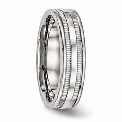 Sophia Jewelers Polished Stainless Steel Grooved 6mm Wedding Band