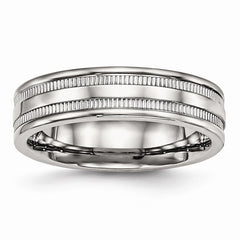 Sophia Jewelers Polished Stainless Steel Grooved 6mm Wedding Band