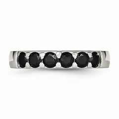 Stainless Steel Polished Black CZ 4.00mm Band