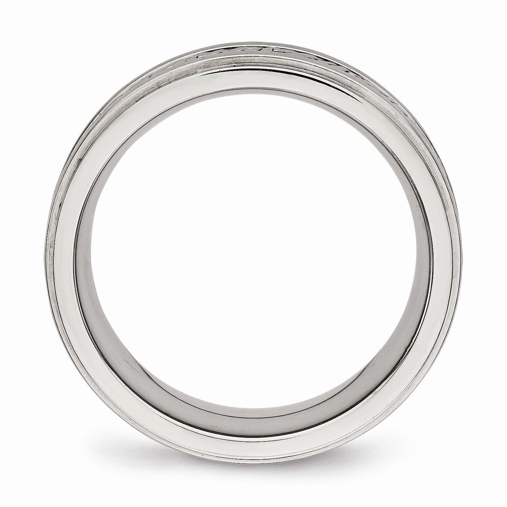 Stainless Steel 7mm Wedding Band with Brushed & Polished Finish