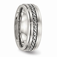 Stainless Steel 7mm Wedding Band with Brushed & Polished Finish