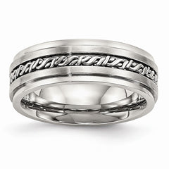 Stainless Steel 7mm Wedding Band with Brushed & Polished Finish