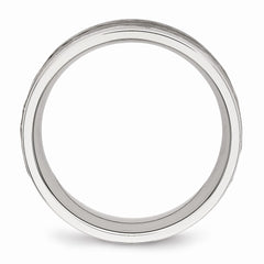 Stainless Steel Wedding Band with Polished Hammered Elegance 8mm