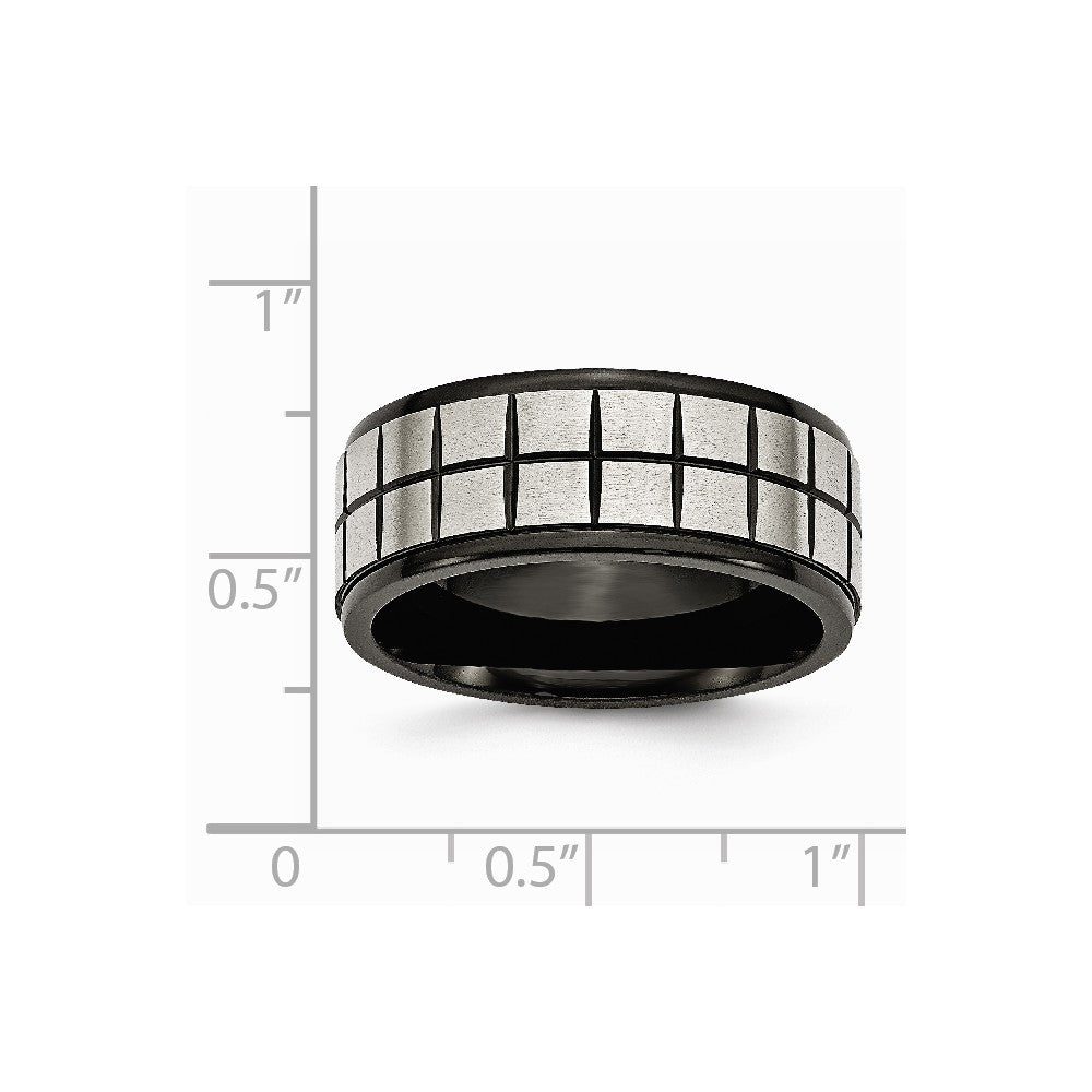 Stainless Steel Brushed & Black IP-plated 9mm Band