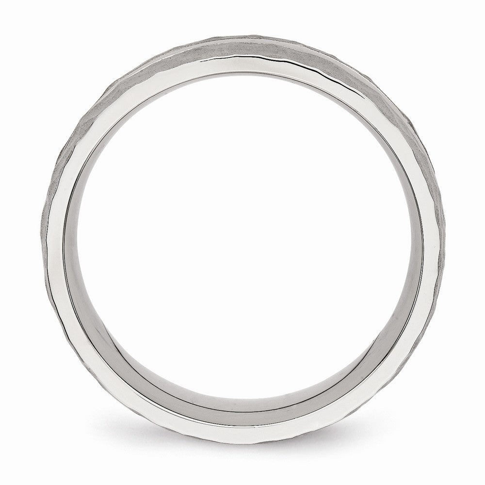 Sophia Jewelers Polished Stainless Steel Grooved Wedding Band 7.5mm