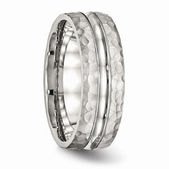 Sophia Jewelers Polished Stainless Steel Grooved Wedding Band 7.5mm