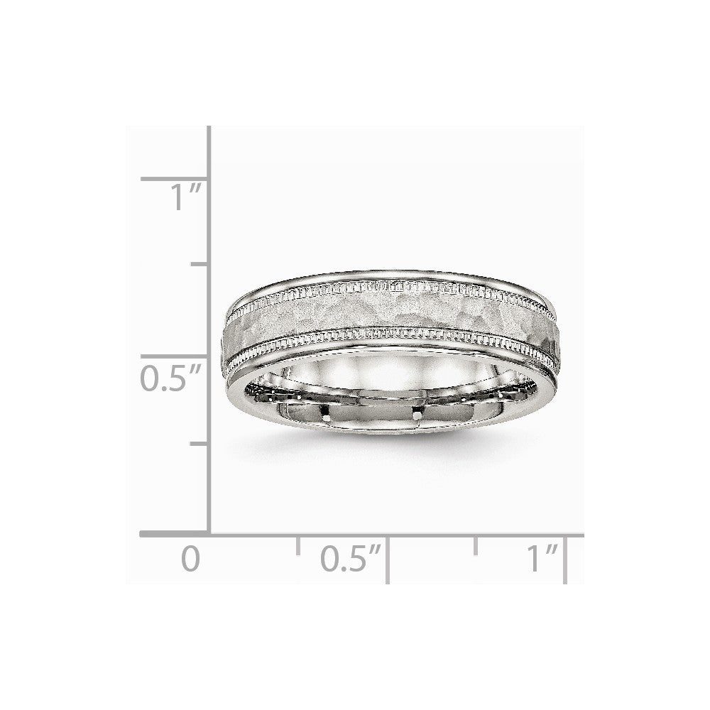 Stainless Steel Polished Hammered and Grooved 6.00mm Band