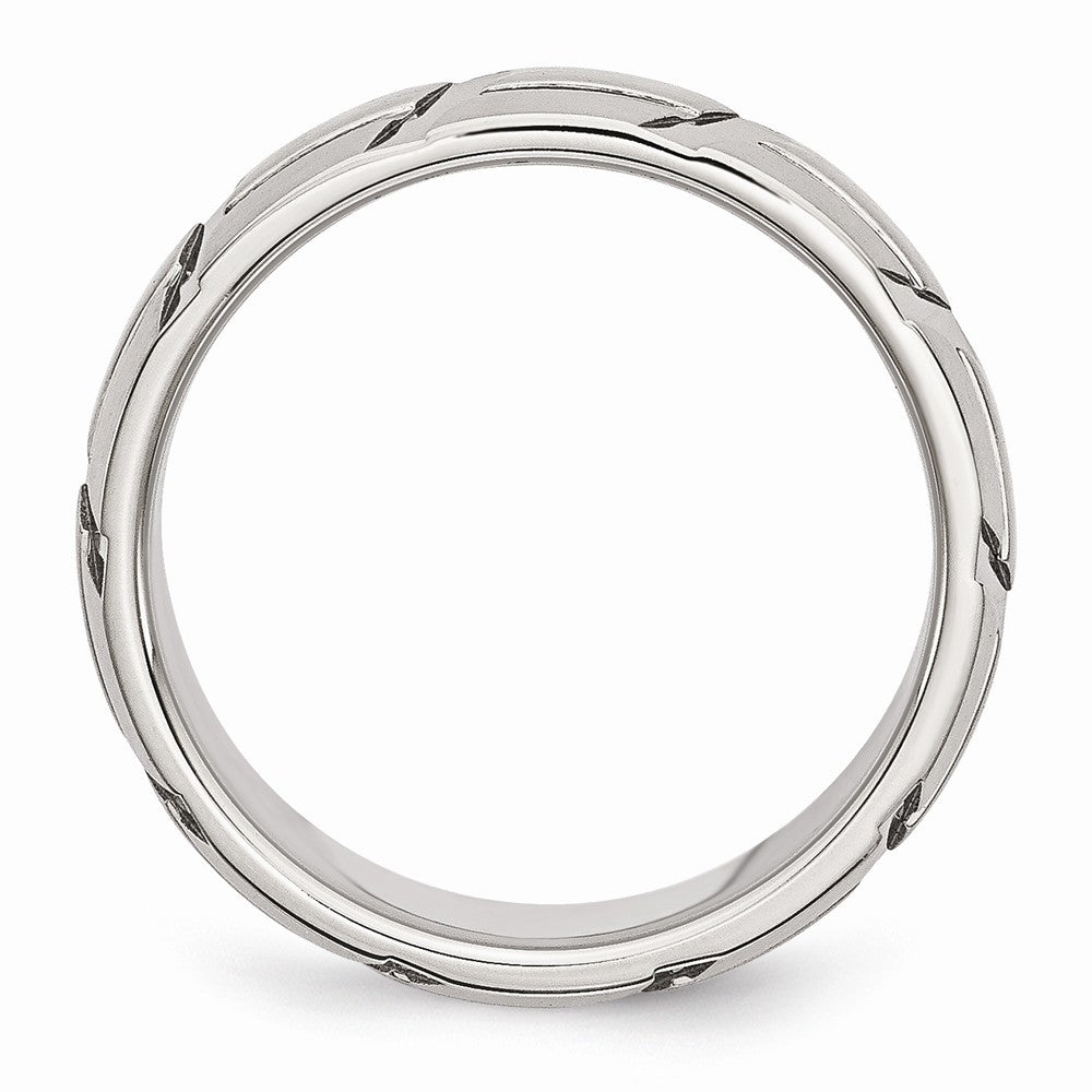 Sophia Jewelers Stainless Steel Wedding Band with Polished & Brushed Groove Elegance