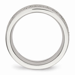 Sophia Jewelers: Stainless Steel Wedding Band with Brushed CZ Elegance