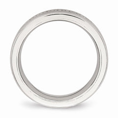 Stainless Steel Brushed and Polished CZ Ring