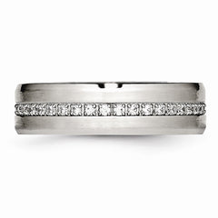 Sophia Jewelers Stainless Steel CZ Wedding Band with Polished & Brushed Finish