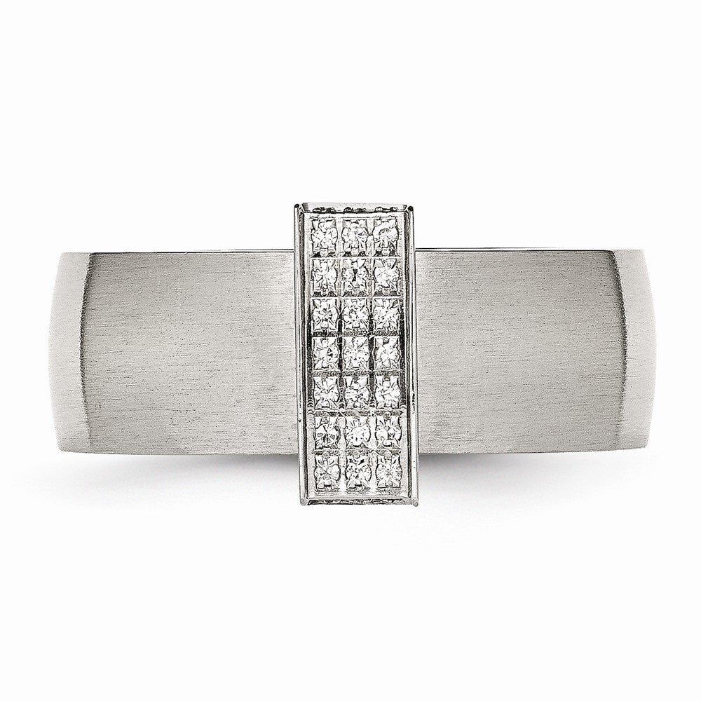 Stainless Steel Brushed and Polished CZ 8.00mm Band