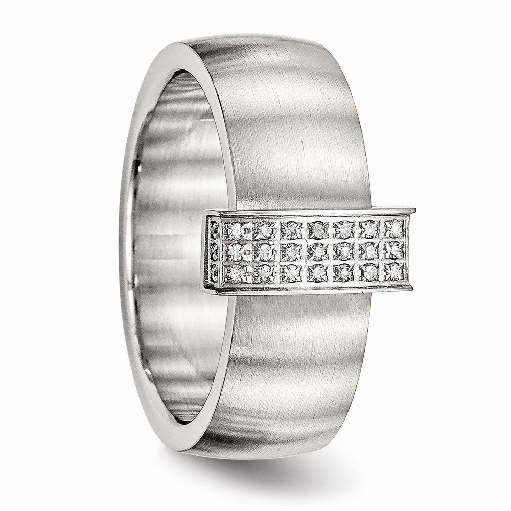 Stainless Steel Brushed and Polished CZ 8.00mm Band