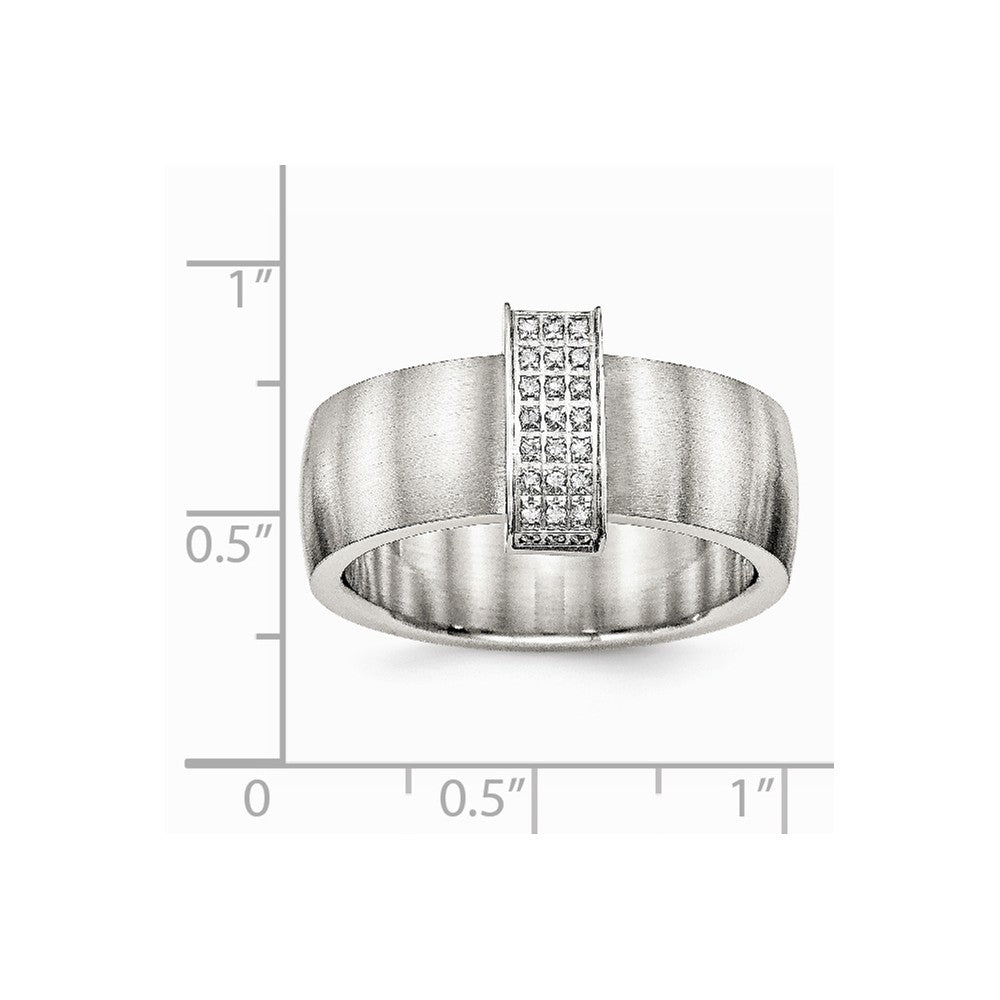 Stainless Steel Brushed and Polished CZ 8.00mm Band