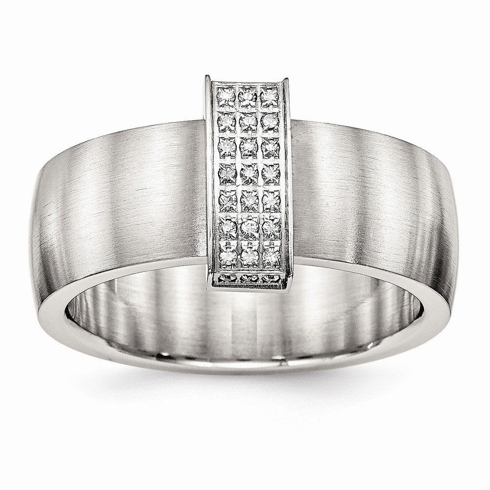 Stainless Steel Brushed and Polished CZ 8.00mm Band