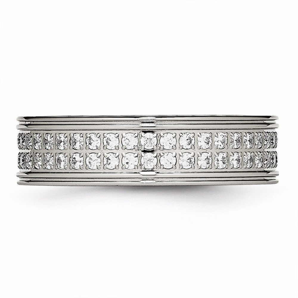 Sophia Jewelers Stainless Steel Polished Wedding Band with CZ Sparkle