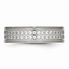 Sophia Jewelers Stainless Steel Polished Wedding Band with CZ Sparkle