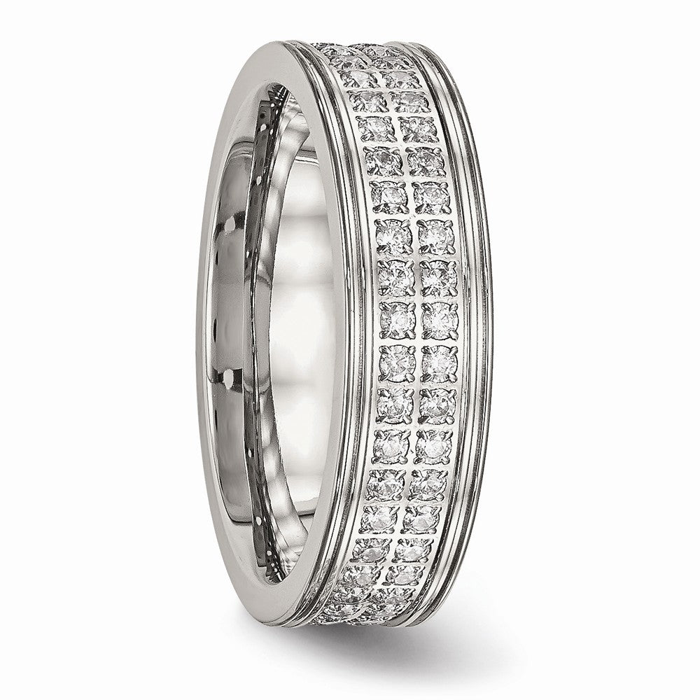 Sophia Jewelers Stainless Steel Polished Wedding Band with CZ Sparkle