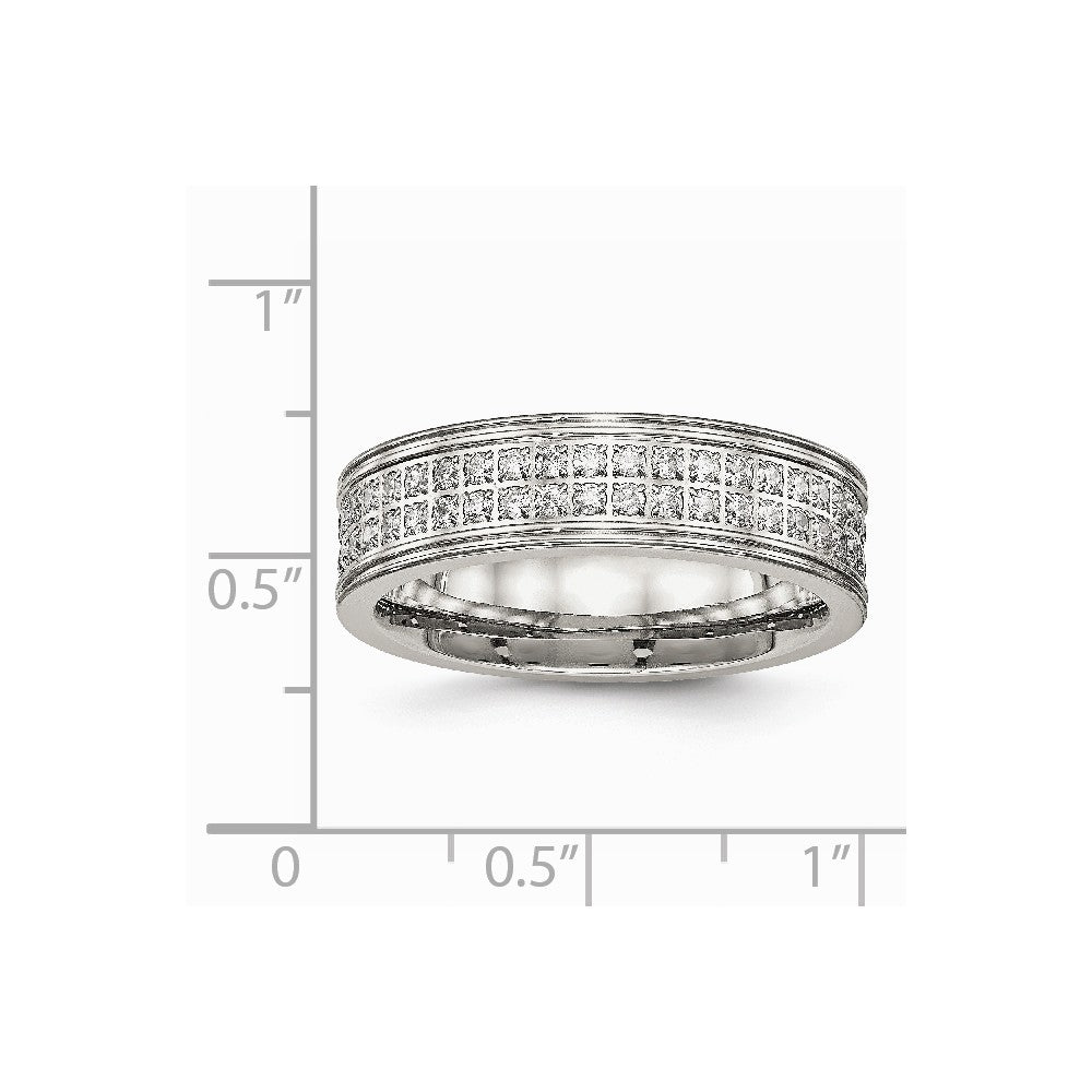 Stainless Steel Polished CZ Ring