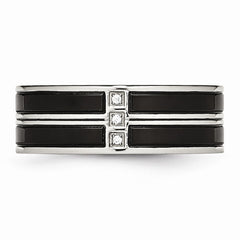 Sophia Jewelers Polished Black IP-Plated Stainless Steel CZ Wedding Band