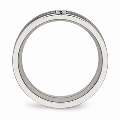 Stainless Steel Brushed and Polished Black IP Plated CZ Band