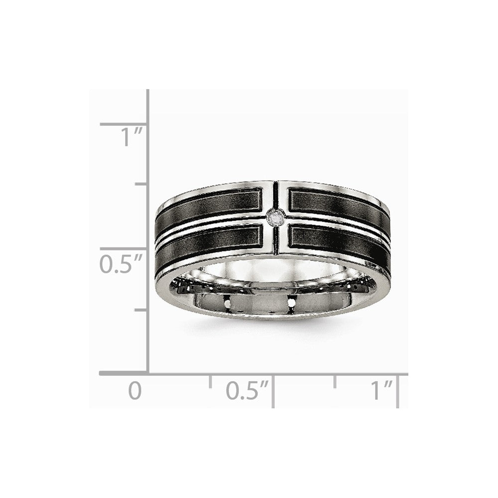 Stainless Steel Brushed and Polished Black IP Plated CZ Band