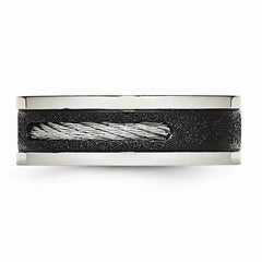 Sophia Jewelers Stainless Steel Black IP CZ Wedding Band with Wire Inlay