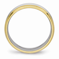 Sophia Jewelers Stainless Steel Polished Wedding Band with Gold Tone Grooves