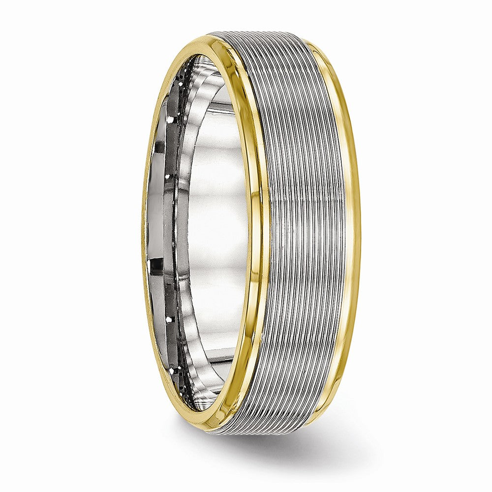 Sophia Jewelers Stainless Steel Polished Wedding Band with Gold Tone Grooves