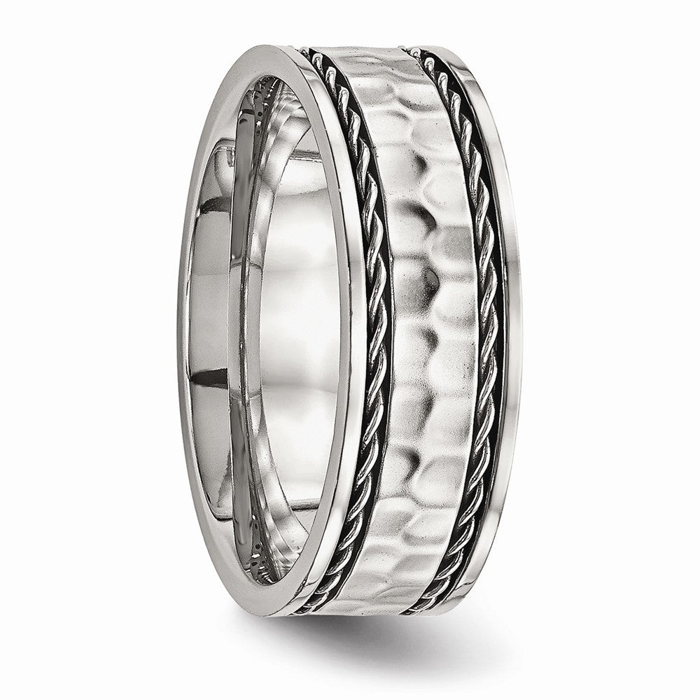 Stainless Steel Polished Hammered Comfort Back Ring