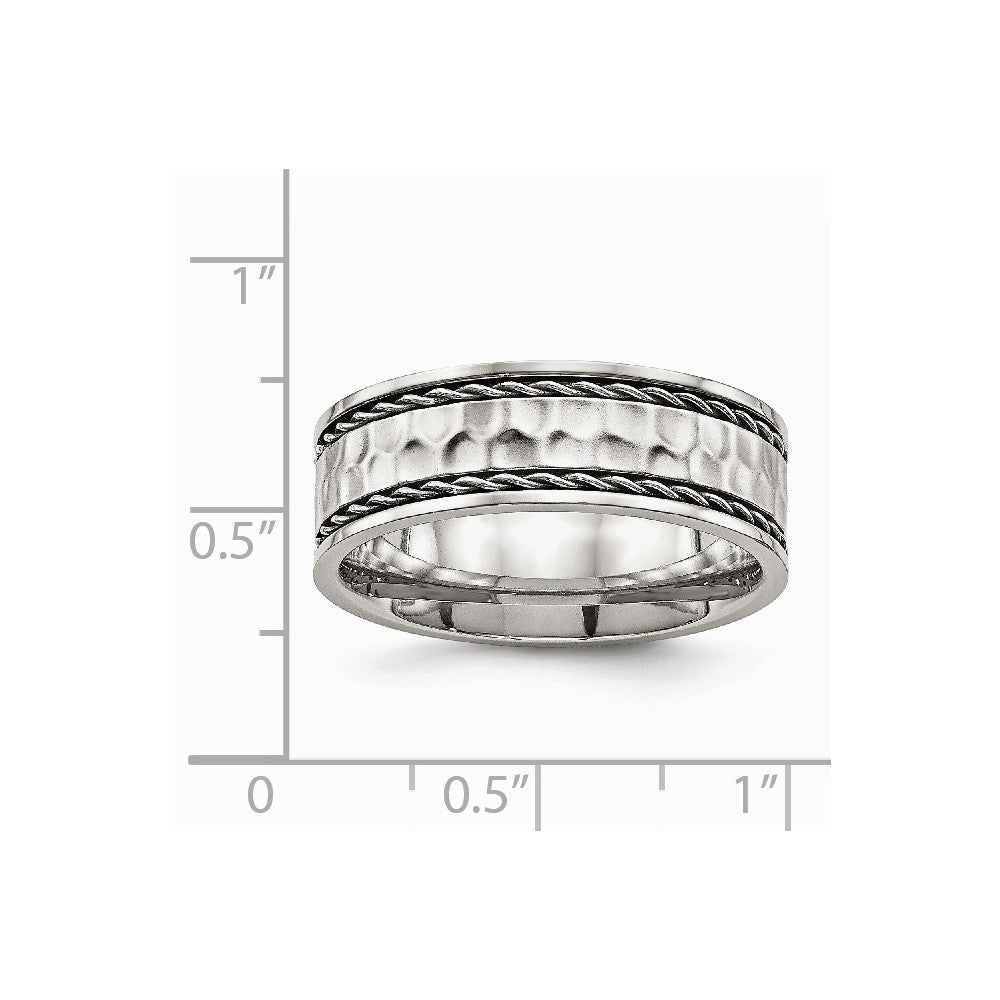 Stainless Steel Polished Hammered Comfort Back Ring