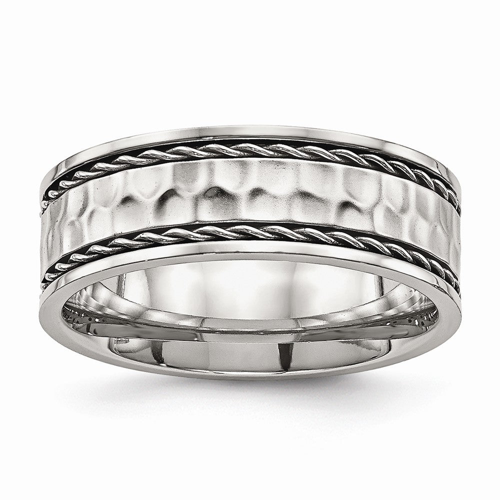 Stainless Steel Polished Hammered Comfort Back Ring