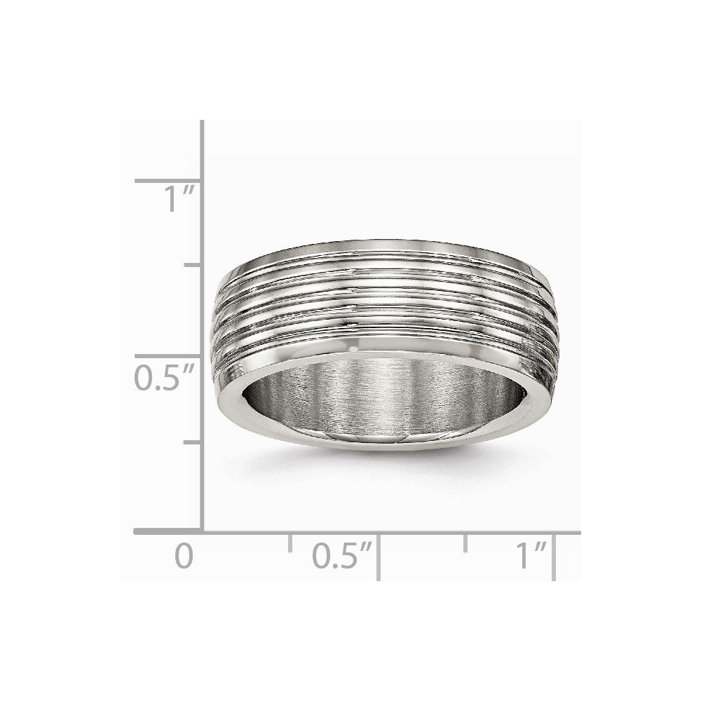 Stainless Steel Polished Grooved Ring