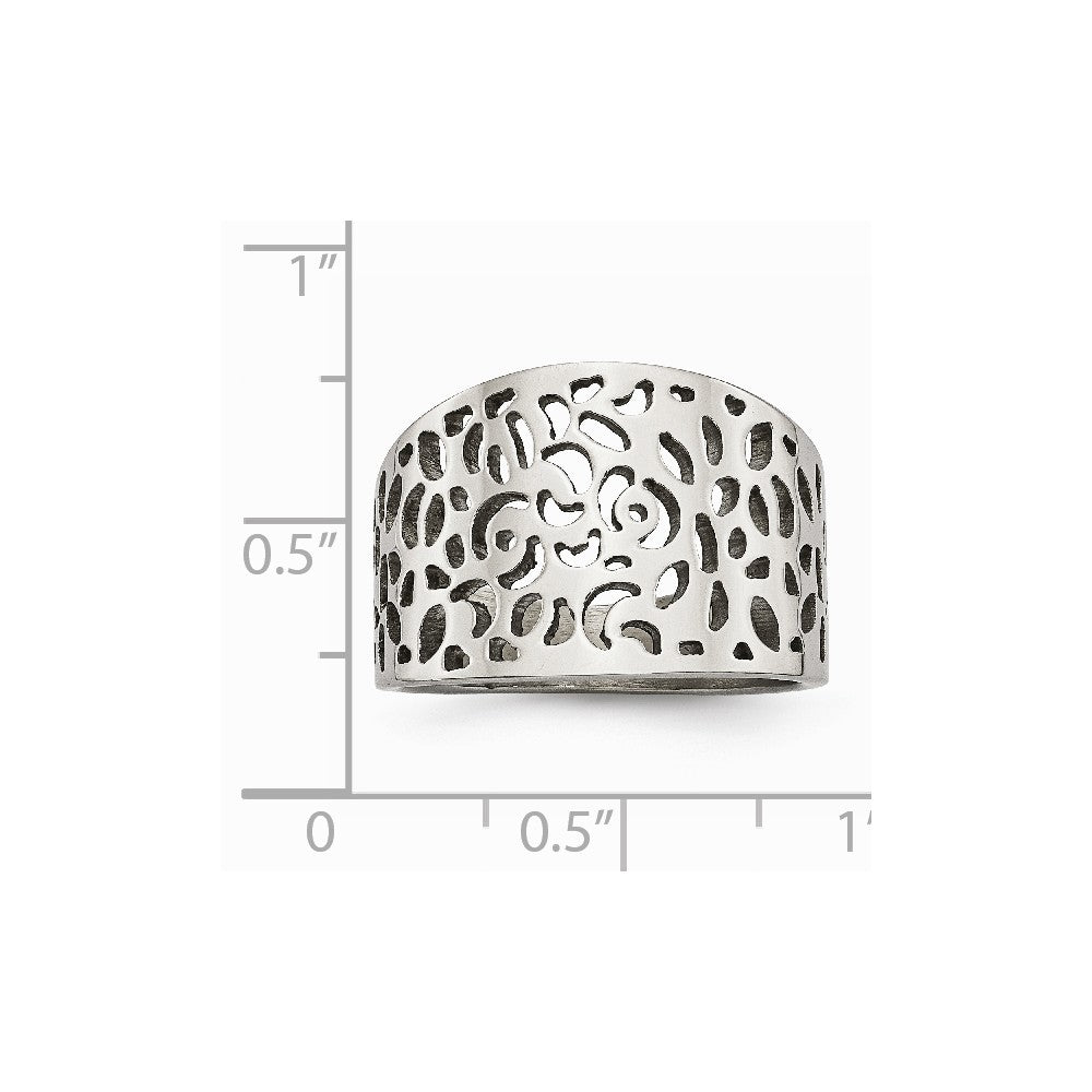 Stainless Steel Polished Cut-out design Ring