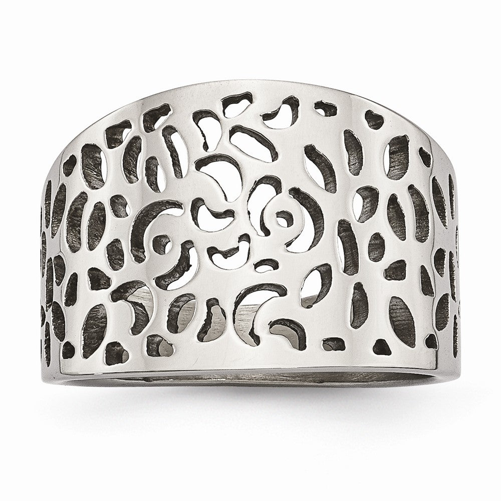 Stainless Steel Polished Cut-out design Ring