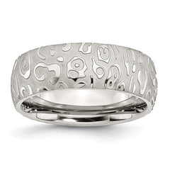 Stainless Steel Brushed & Polished Textured 8mm Band