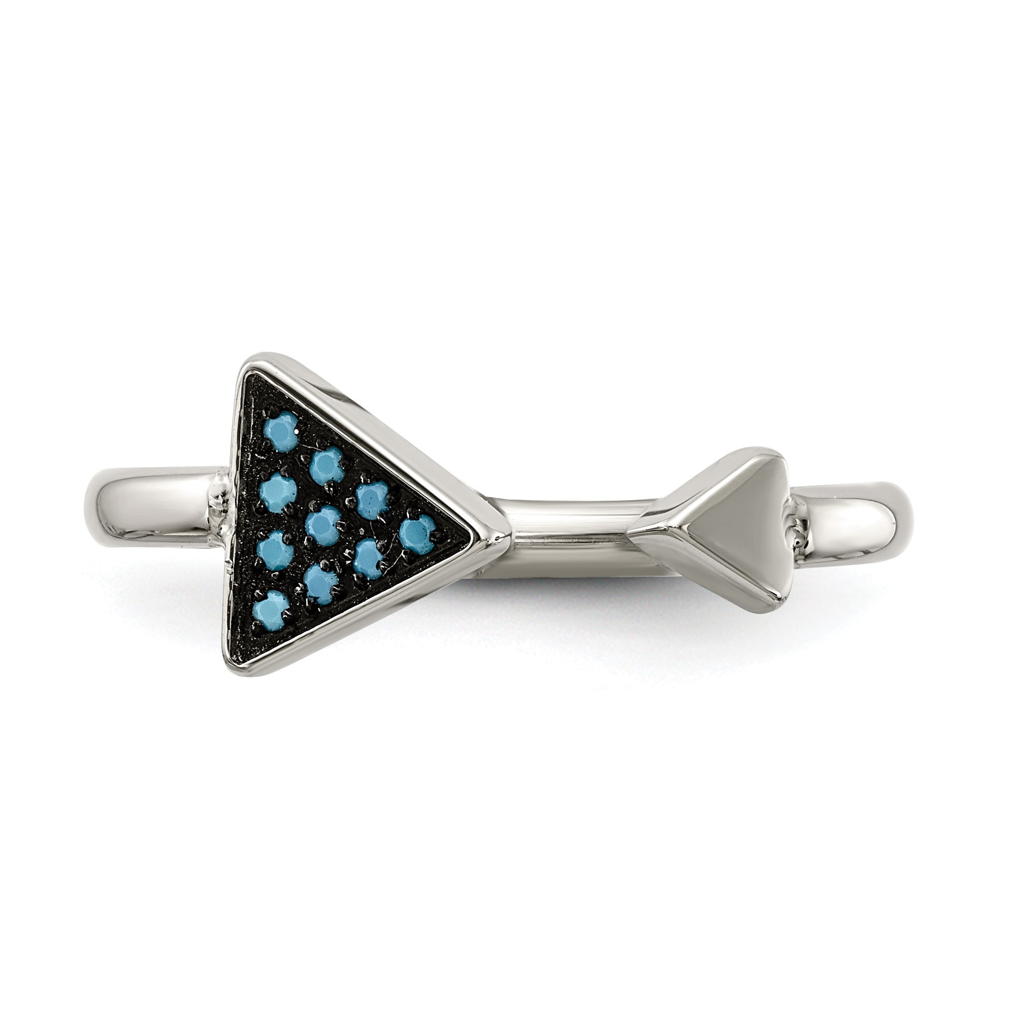 Stainless Steel Polished with Reconstructed Turquoise Triangle Ring