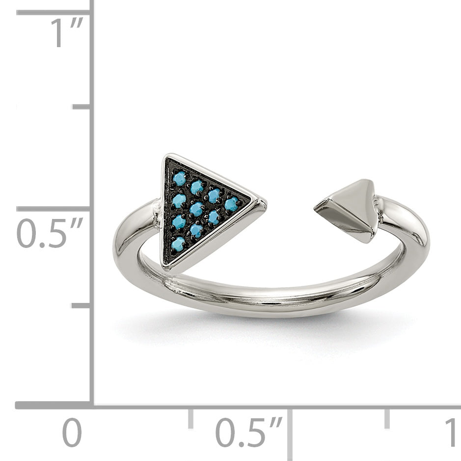 Stainless Steel Polished with Reconstructed Turquoise Triangle Ring