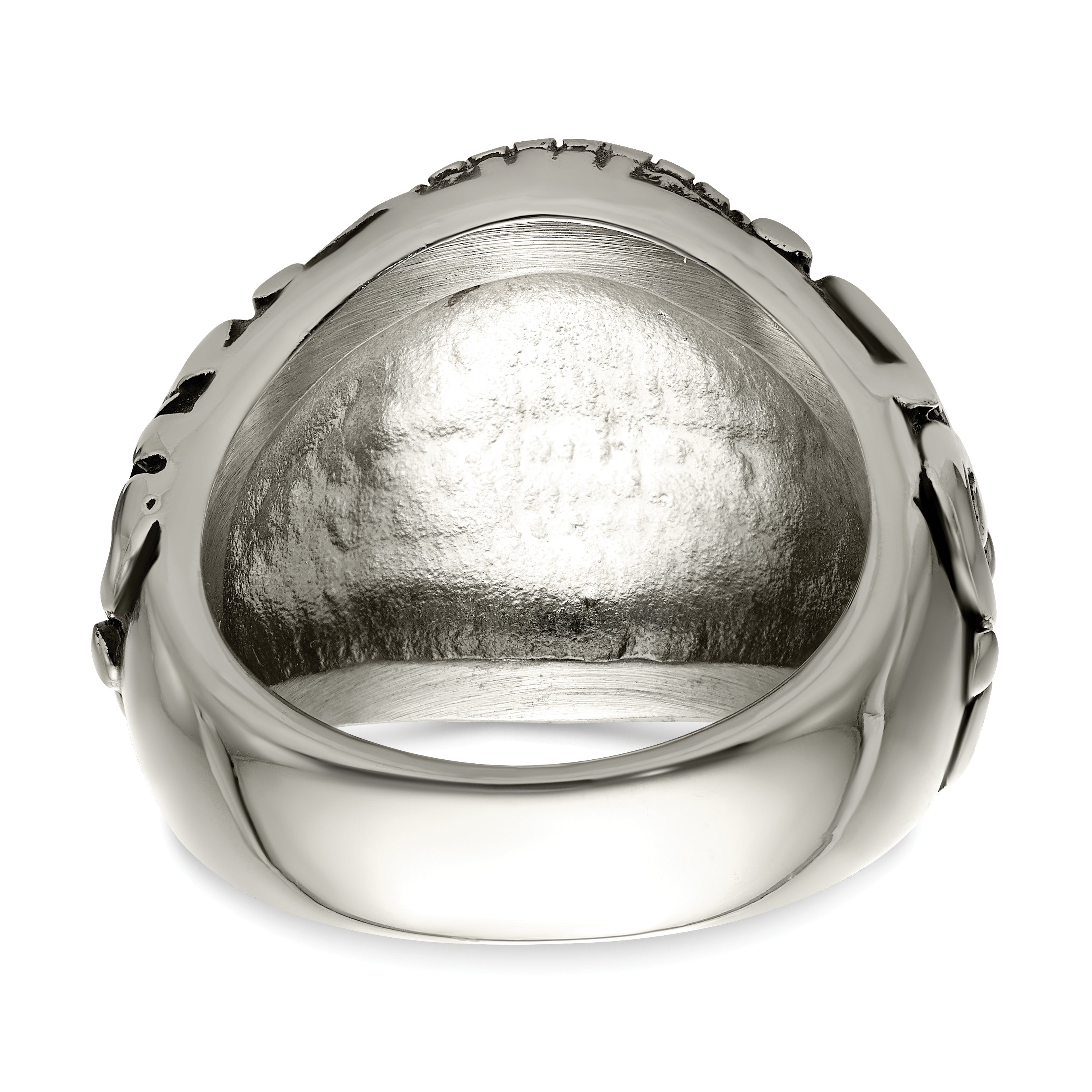 Stainless Steel Antiqued and Polished Cross Ring