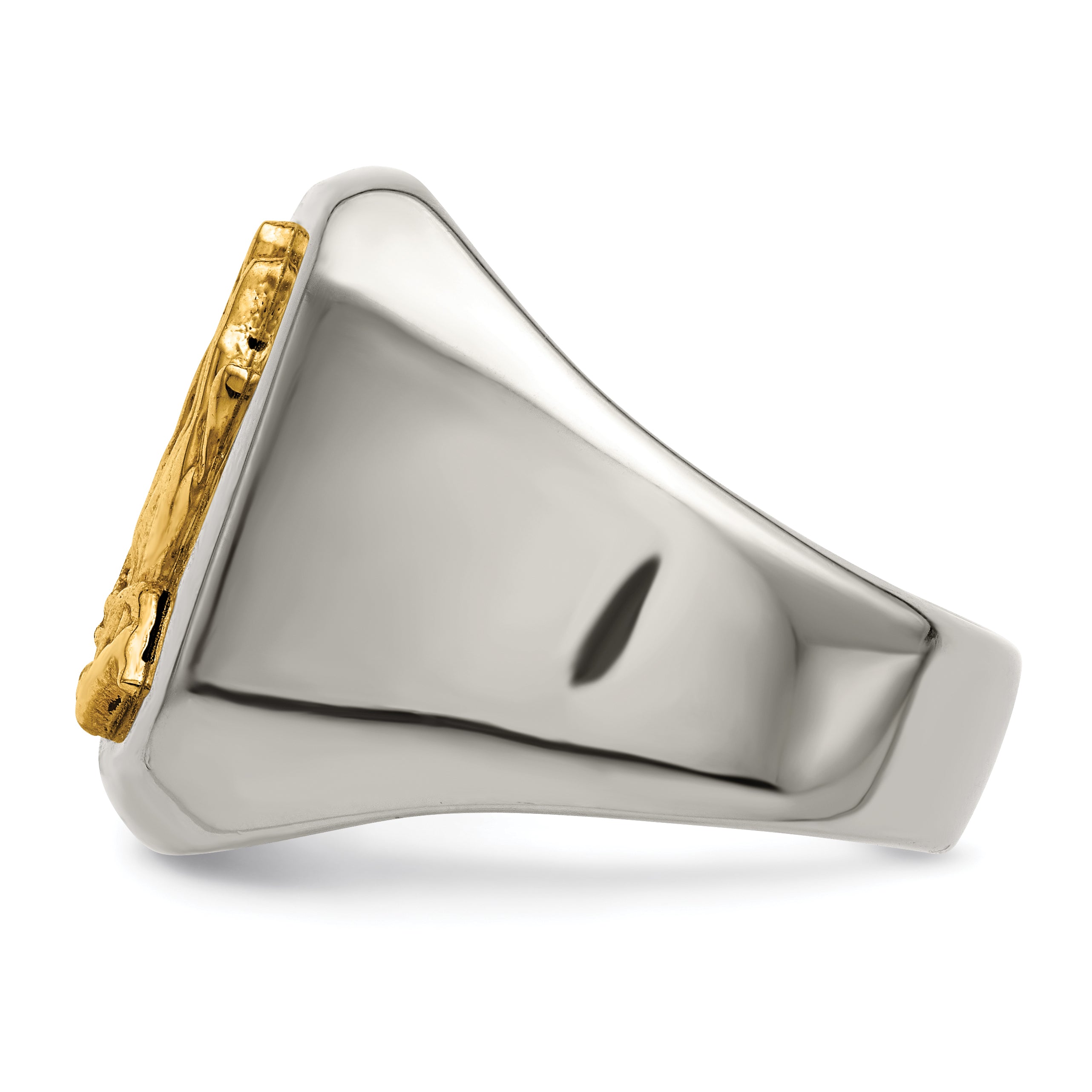 Stainless Steel with 14k Gold Accent Polished Praying Hands Ring